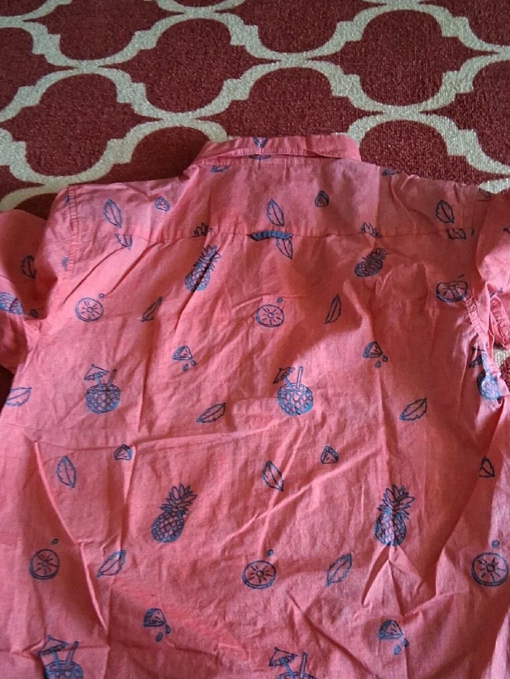 Kids Pink Pineapple Print Button-Up Shirt